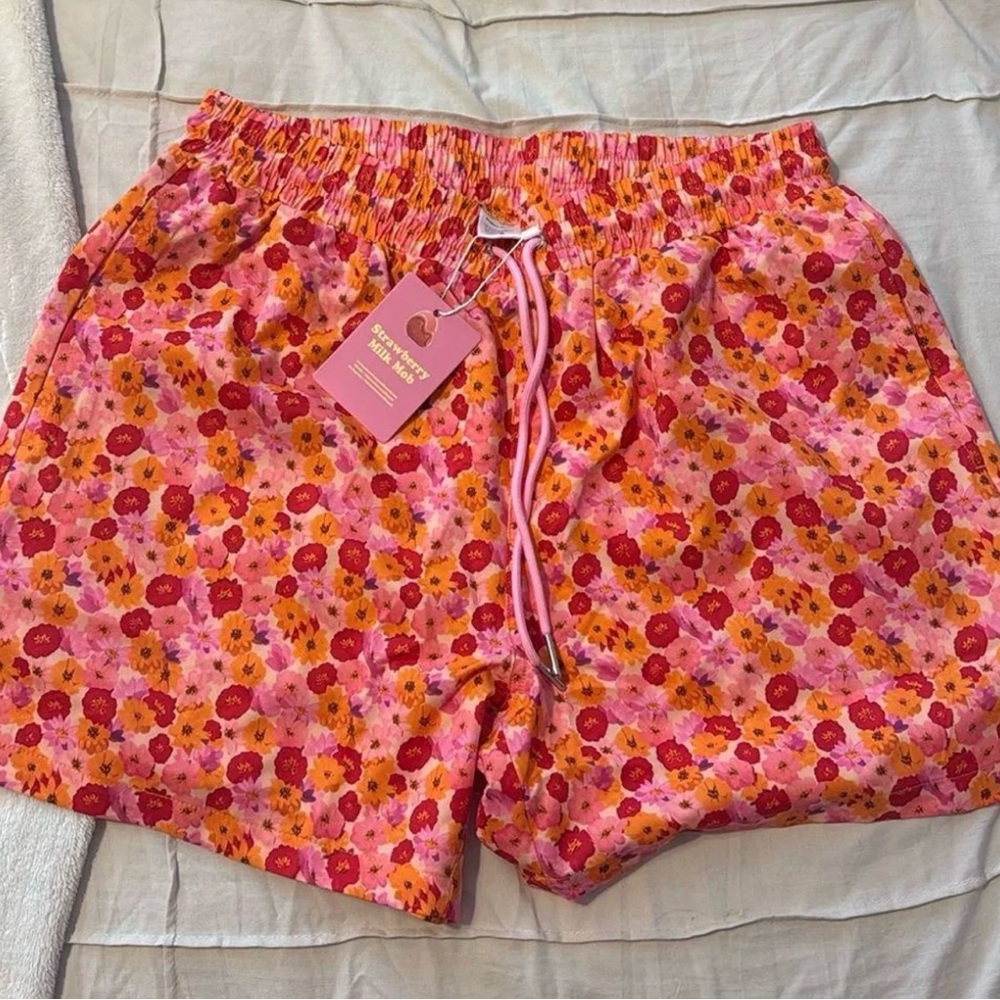 Strawberry Milk Mob Pink and Orange Floral Shorts